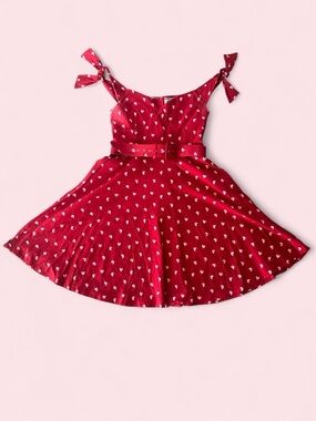 Unique Vintage - Red & Pink Hearts Prairie Swing Dress